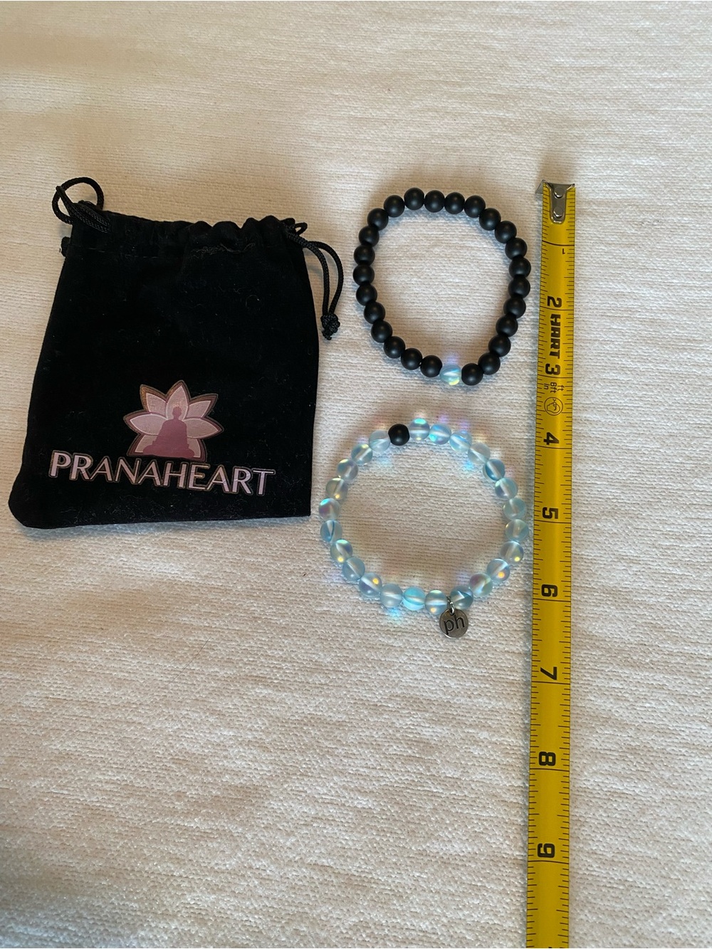 PranaHeart Beaded Bracelet Set - Black & Iridescent Blue